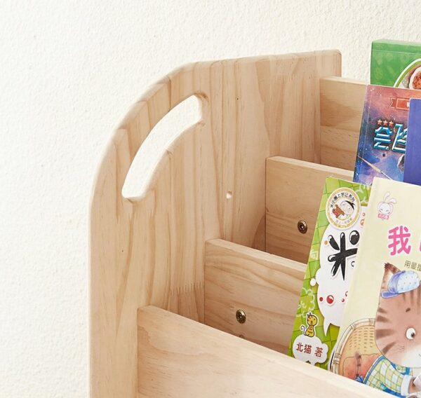 Mobile Wooden Bookshelf with Storage Bins