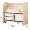 Mobile Wooden Bookshelf with Storage Bins