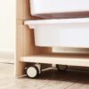 Mobile Wooden Bookshelf with Storage Bins