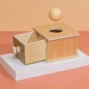 Object permanence box with drawer
