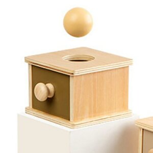 Object permanence box with drawer