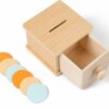 Object permanence box with drawer (coins)