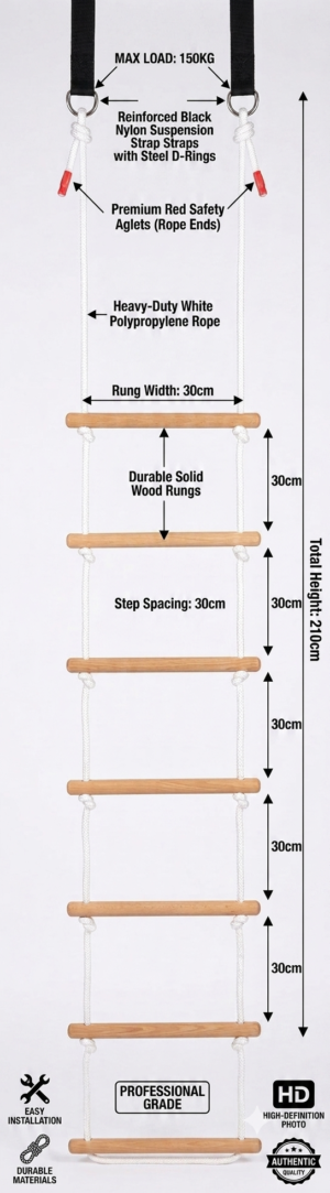 Beech wood rope ladder
