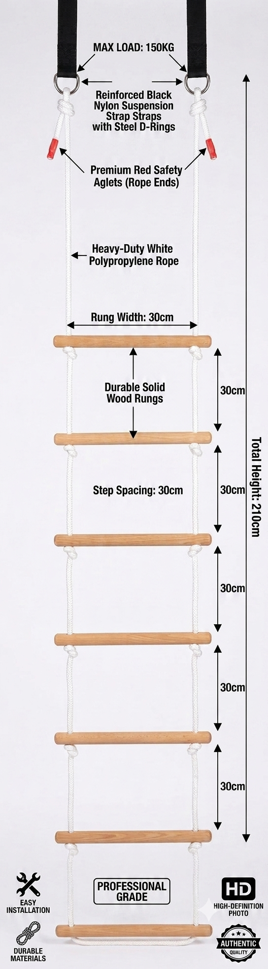 Beech wood rope ladder