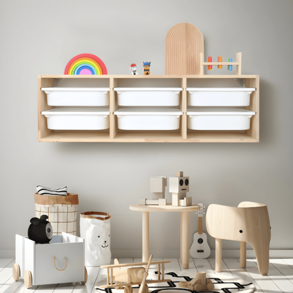 ​Wall-Mounted Toy Storage Shelf with Bins