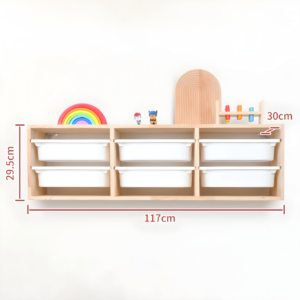 ​Wall-Mounted Toy Storage Shelf with Bins